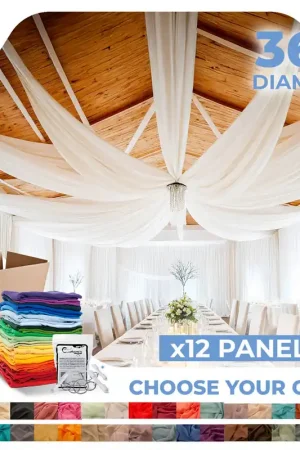 12 Panel Kit - Prefabricated Complete Ceiling Drape Kit - 36ft Diameter - Select Drop, Fabric & Color! Editor’s Pick