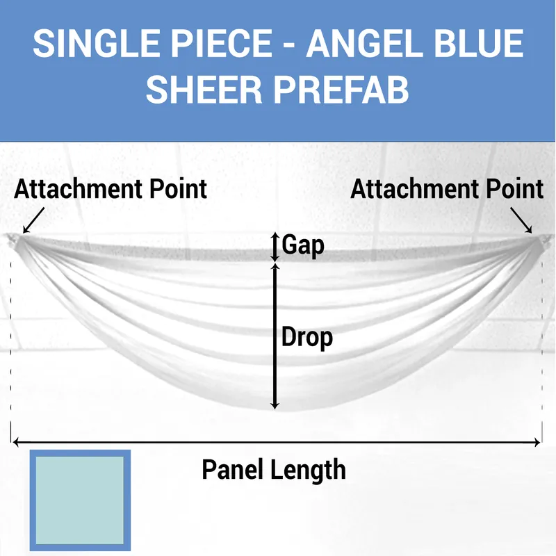 Deal Single Piece - Angel Blue Sheer Prefabricated Ceiling Drape Panel - Choose Length and Drop!
