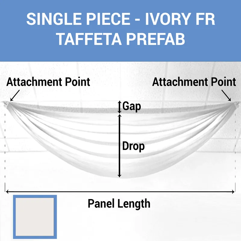 Single Piece - Ivory Taffeta Prefabricated Ceiling Drape Panel - Choose Length and Drop! Luxury
