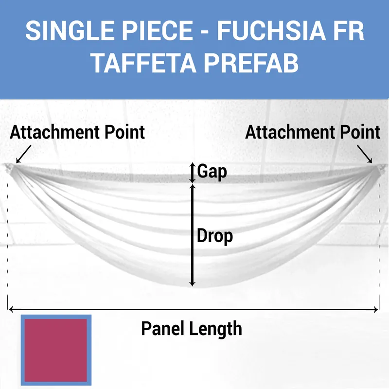 Reduced Price Single Piece - Fuchsia Taffeta Prefabricated Ceiling Drape Panel - Choose Length and Drop!