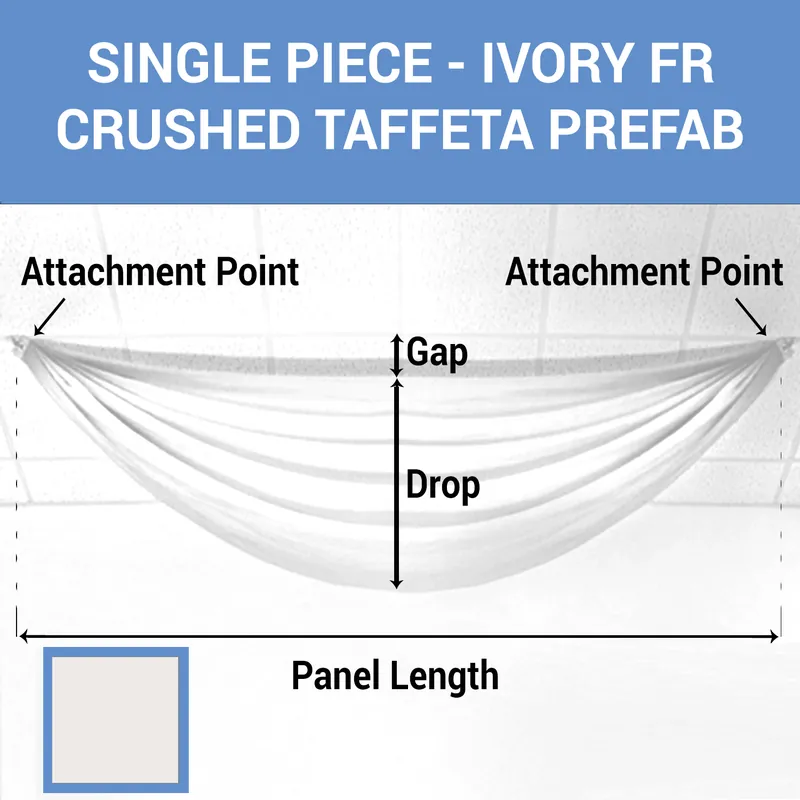 Single Piece - Ivory Crushed Taffeta Prefabricated Ceiling Drape Panel - Choose Length and Drop! Flash Sale