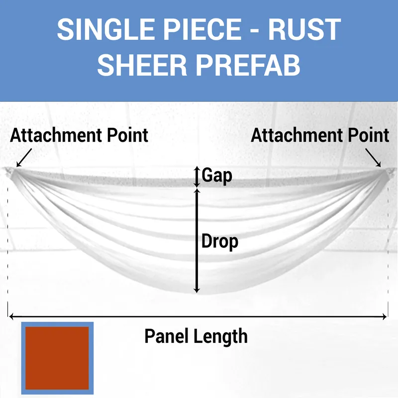 Place Order Single Piece -Rust Sheer Prefabricated Ceiling Drape Panel - Choose Length and Drop!