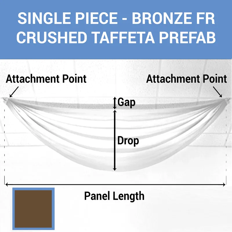 Single Piece - Bronze Crushed Taffeta Prefabricated Ceiling Drape Panel - Choose Length and Drop! Authentic