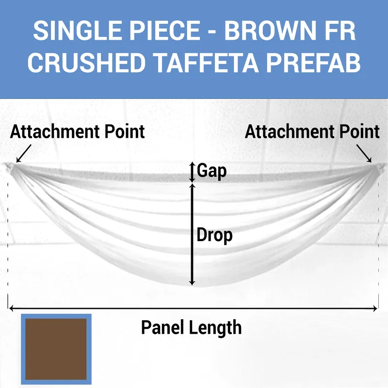 Top Rated Single Piece - Brown Crushed Taffeta Prefabricated Ceiling Drape Panel - Choose Length and Drop!