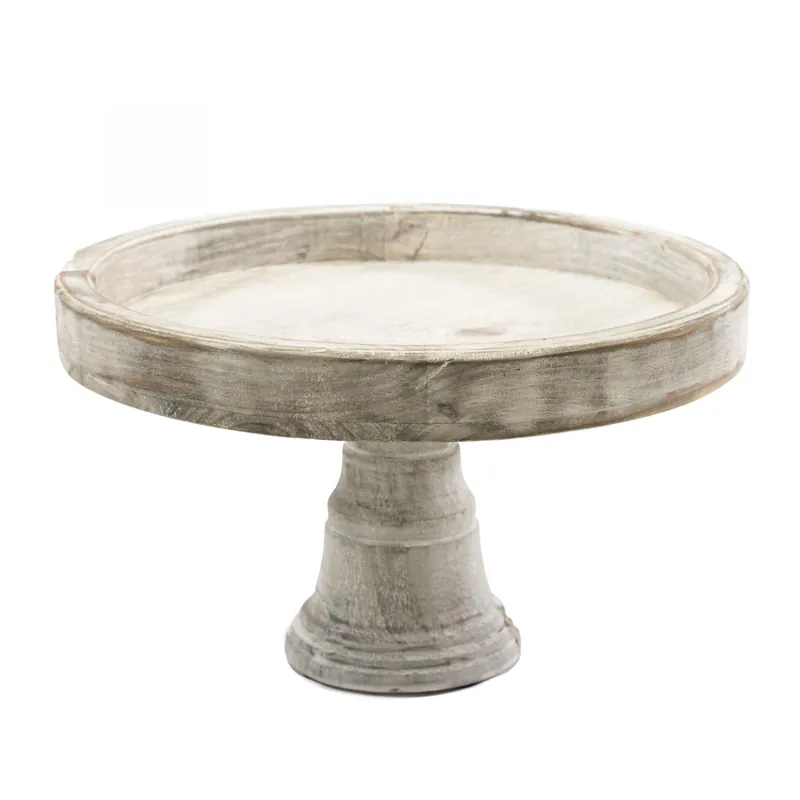 New Arrival Decostar™ Rustic Wood Pedestal Cake Stand 7" - Natural
