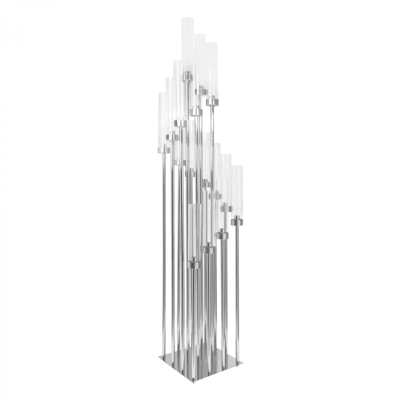 Final Sale Decostar™ Square Sixteen Arm Cluster Candle Holder 58" - Silver
