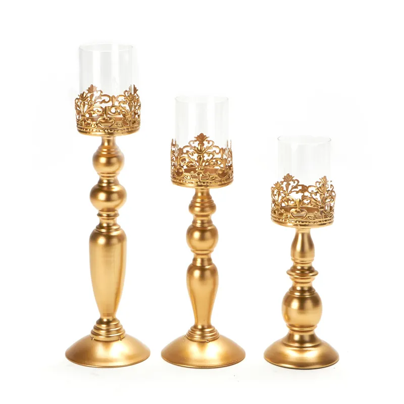 Direct From Factory Decostar™ Gold Metal Pedestal Candle Holder Set of 3!