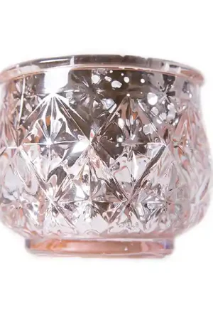 One Day Deal DecoStar™ 2 1/2" Glam Diamond Etched Mercury Glass Candle/Votive Holder - Champagne - 6 PACK