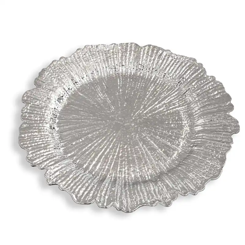 Decostar™ Plastic Reef Charger Plate 13" - Silver - 24 Pieces Price Cut