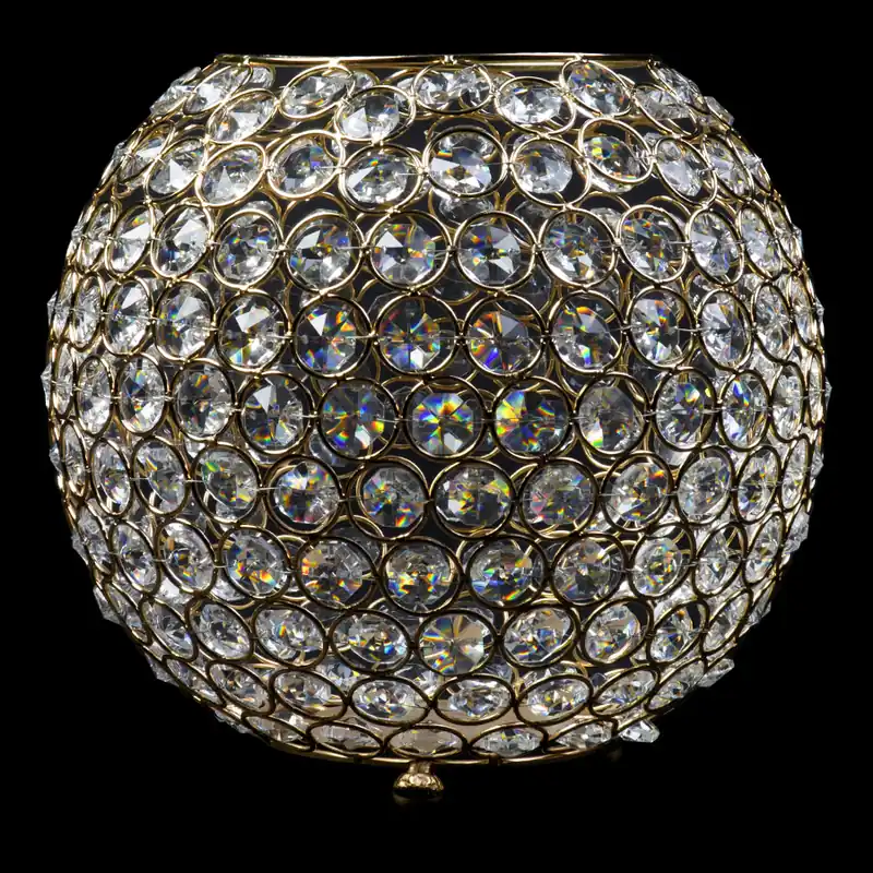Brand New Decostar™ Crystal Ball Votive Candle Holder 10" - Gold
