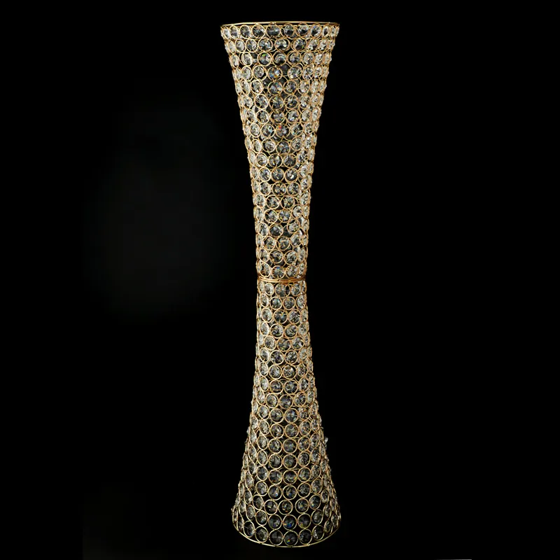 Time-Limited Decostar™ Crystal Hurricane Vase For Flowers 35 ½" - Gold