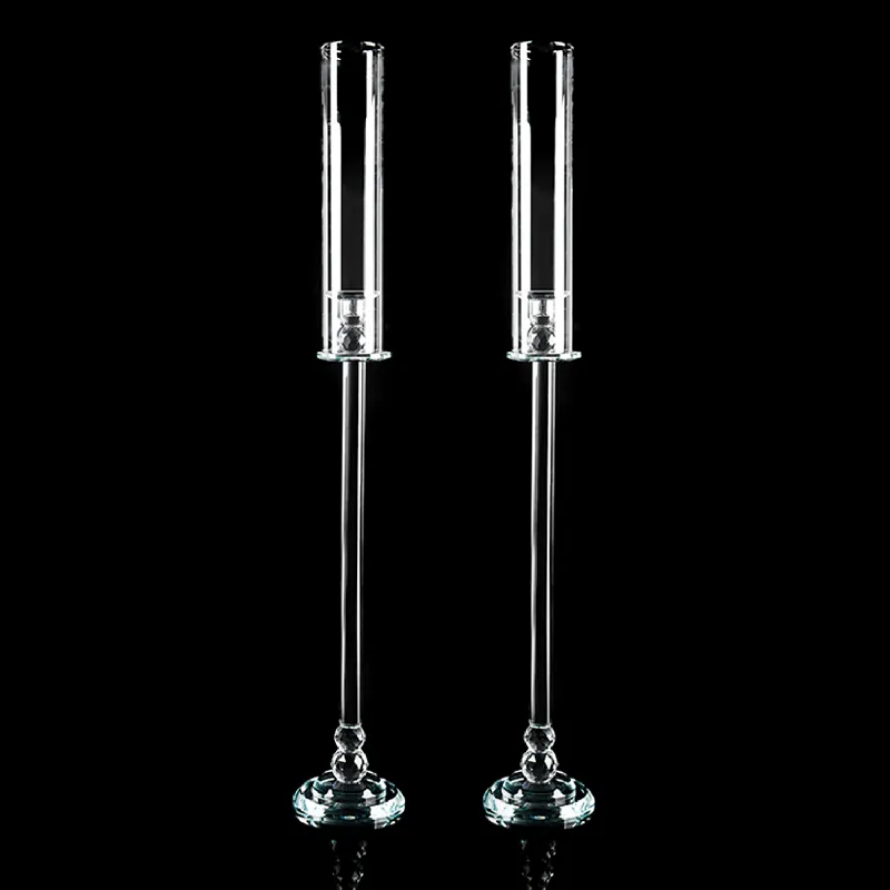 Fresh Stock Decostar™ Pair of Crystal Single Arm Clear Candelabra - 50¼"