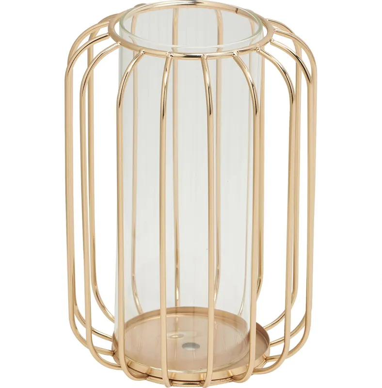 Markdown Decostar™ 8in Glass Vase With Metal Frame - Gold