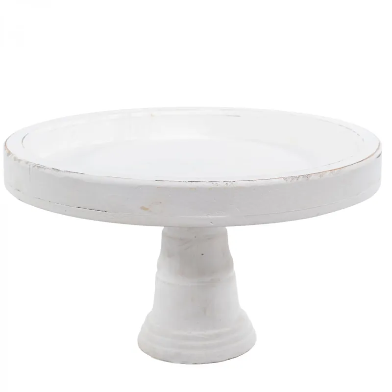 Decostar™ Rustic Wood Pedestal Cake Stand 7" - White Brand New