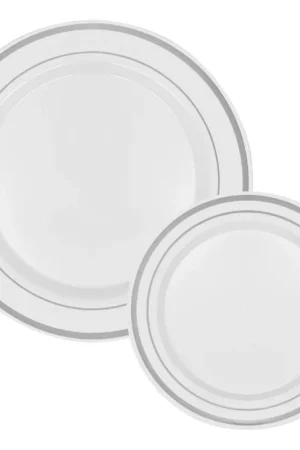 Worldwide Shipping Decostar™ Disposable Deluxe Plate Set 50pc/set - Silver