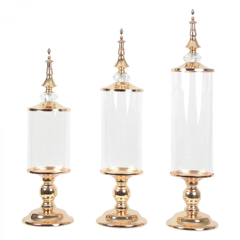 Affordable Decostar™ Clear Glass Olive Candy Jar With Lid 3pc/set - Gold