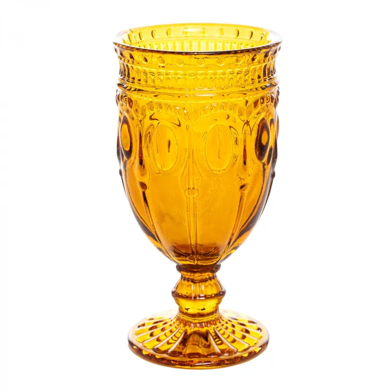 Decostar™ Embossed Glass Goblet 6½" 10oz 6pc/box - Amber New Arrival
