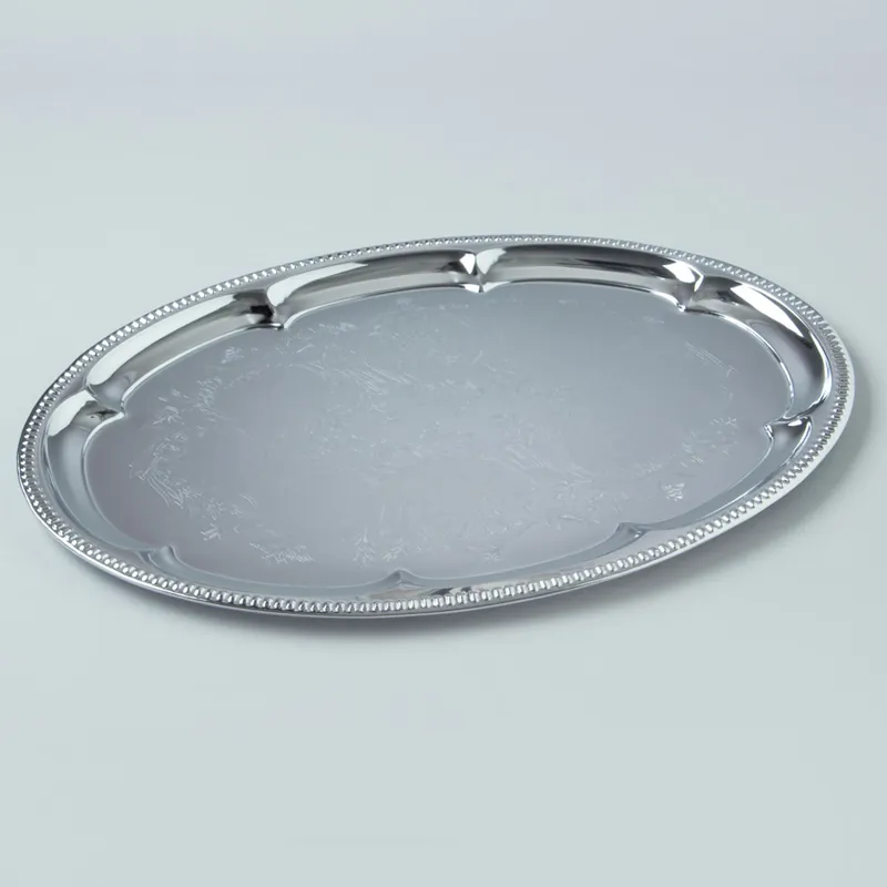 Decostar™ Metal Oval Serving Tray with Decorative Edge Hot Deal