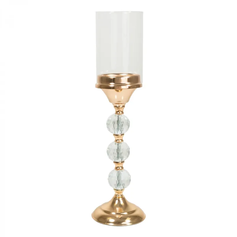 Decostar™ Metal Candle Holder With Cylinder Glass Shade 17¾" - Gold Time-Limited