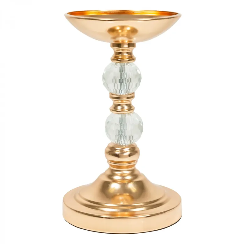 Original Decostar™ Metal Pillar Centerpiece with Crystal Globes 10½" - Gold