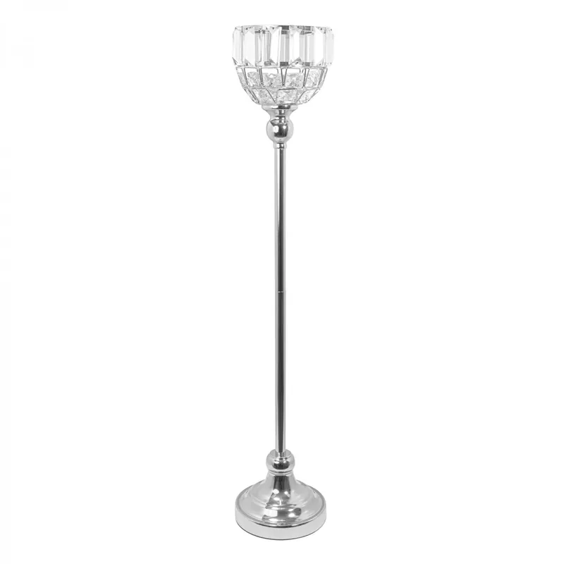 Decostar™ Metal Bowl Candle Holder With Crystal 28" - Silver Hot Deal