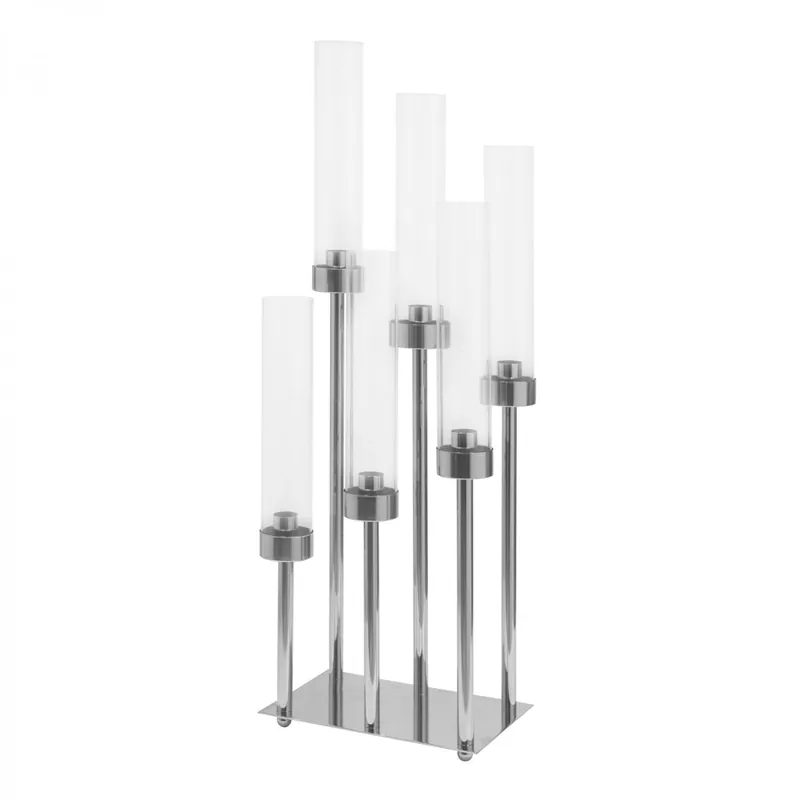 Authentic Decostar™ Rectangular Six Arm Cluster Candle Holder 24½" - Silver