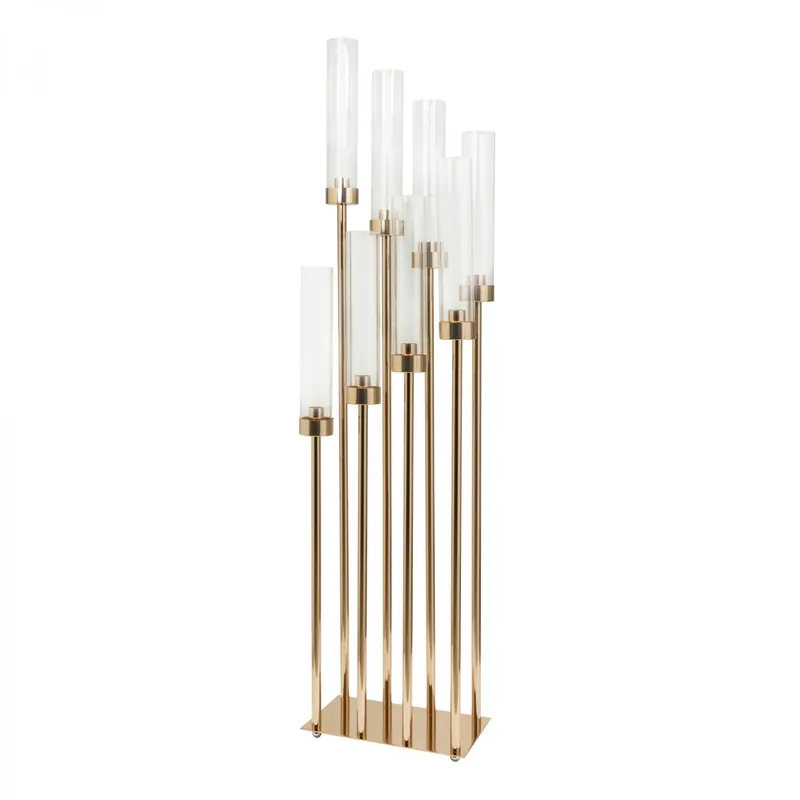 New Arrival Decostar™ Rectangular Eight Arm Cluster Candle Holder 42" - Gold
