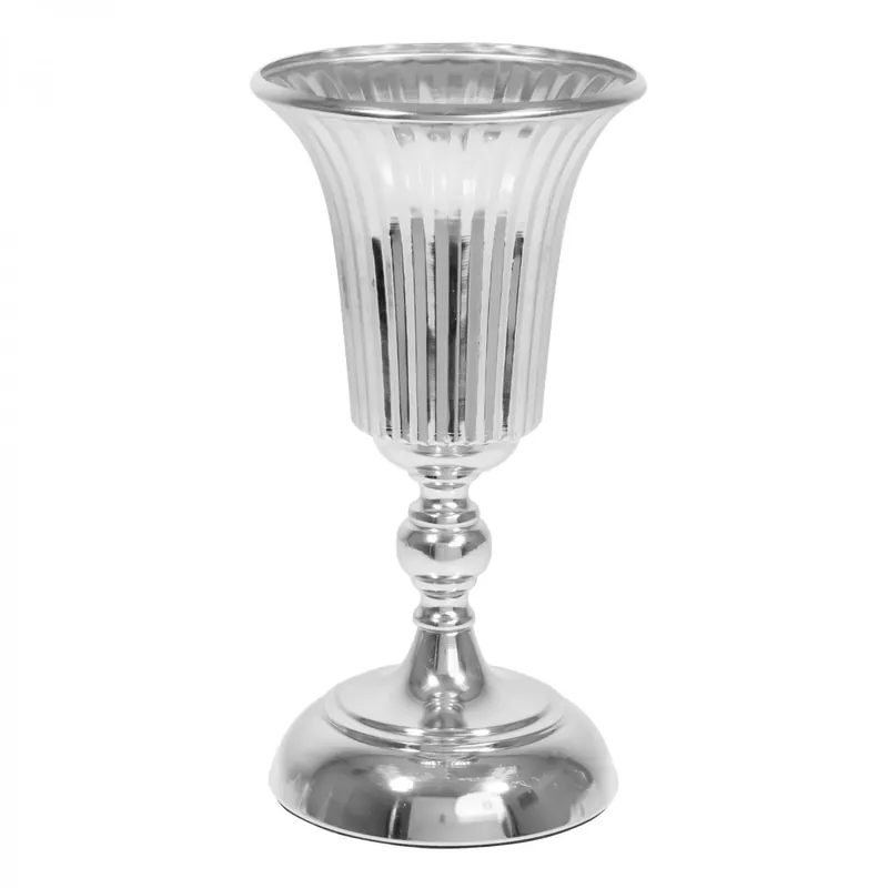 Decostar™ Metal Trumpet Floral Centerpiece 11" - Silver In Demand