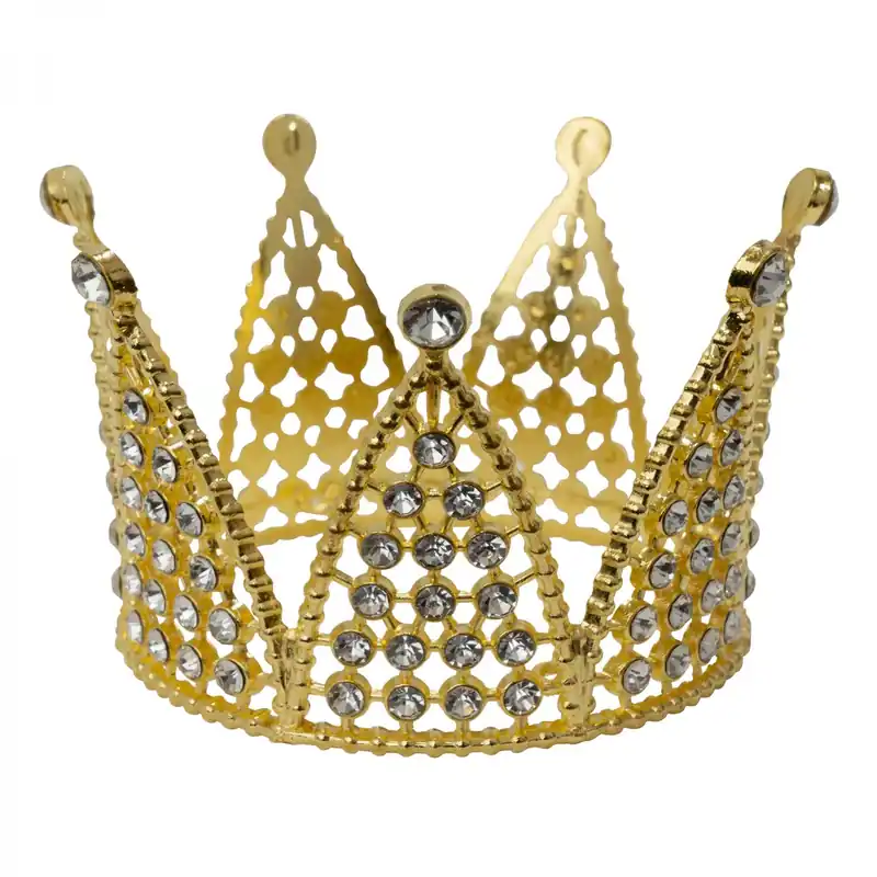 Decostar™ Metal Royal Crown with Rhinestones - Gold Limited Time