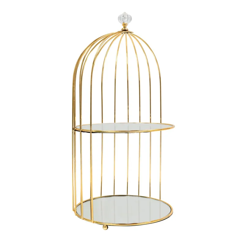 Final Sale Decostar™ 2 Layer Birdcage Cake Stand With Mirror 15½" - Gold