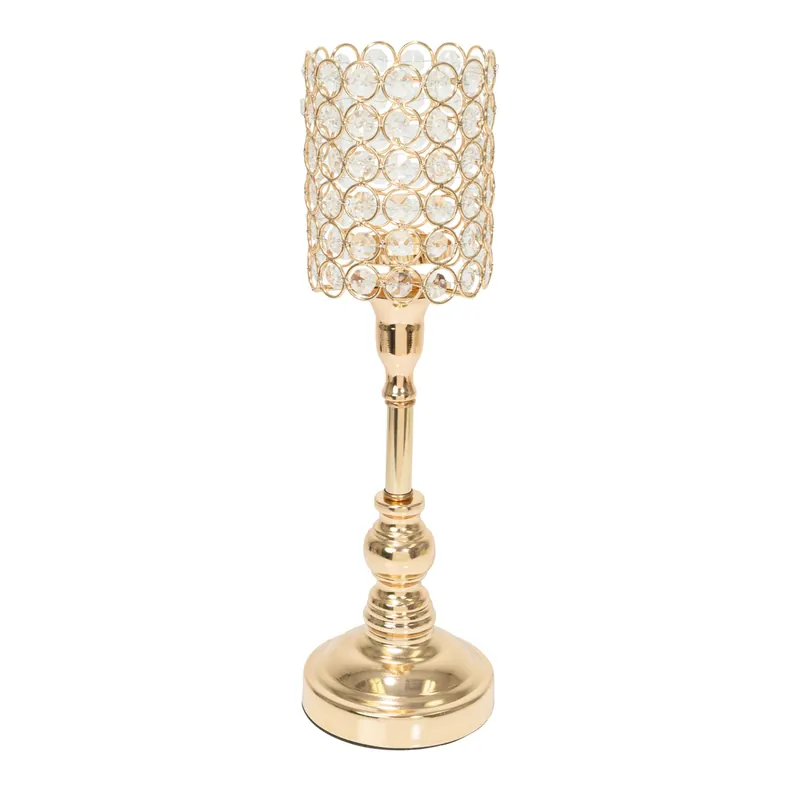 Professional Grade Decostar™ Metal Crystal Beaded Votive Candle Holder 15¾" - Gold