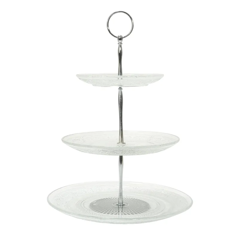 Decostar™ Round Glass Treat Stand 3 Tier 13½" Get Yours