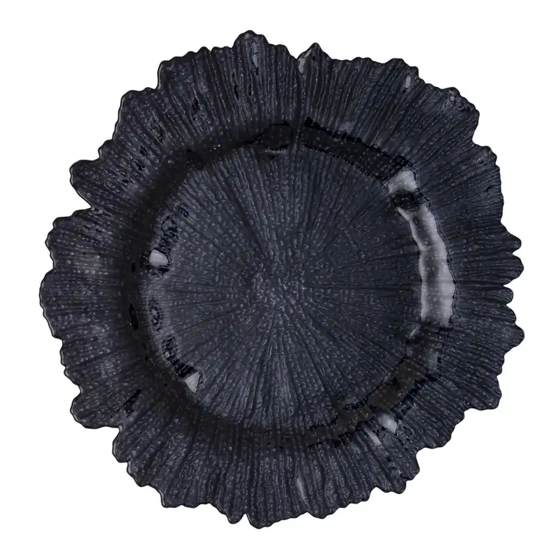 Decostar™ Glass Reef Charger Plate 13" - 8 Pack - Black Cheap