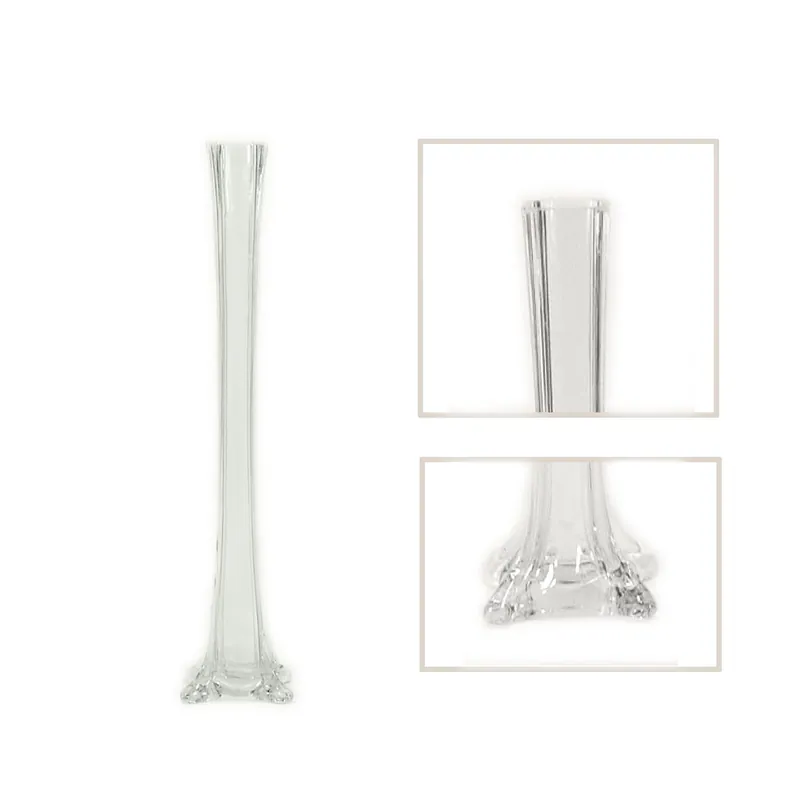 Decostar™ Glass Eiffel Tower Vase 16" - 24 Pieces - Clear Time-Limited