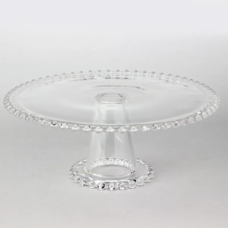 Decostar™ Glass Beaded Edge Pedestal Cake Stand 12" Fast Shipping