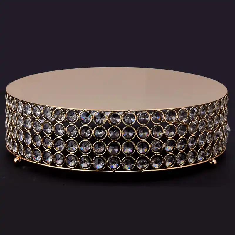Best Seller Decostar™ Crystal Round Cake Stand 13¾" - Gold