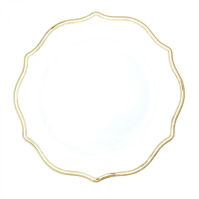 Decostar™ Scalloped with Gold Trim Plastic Charger Plate 13" - 24 Pieces - White Low Price