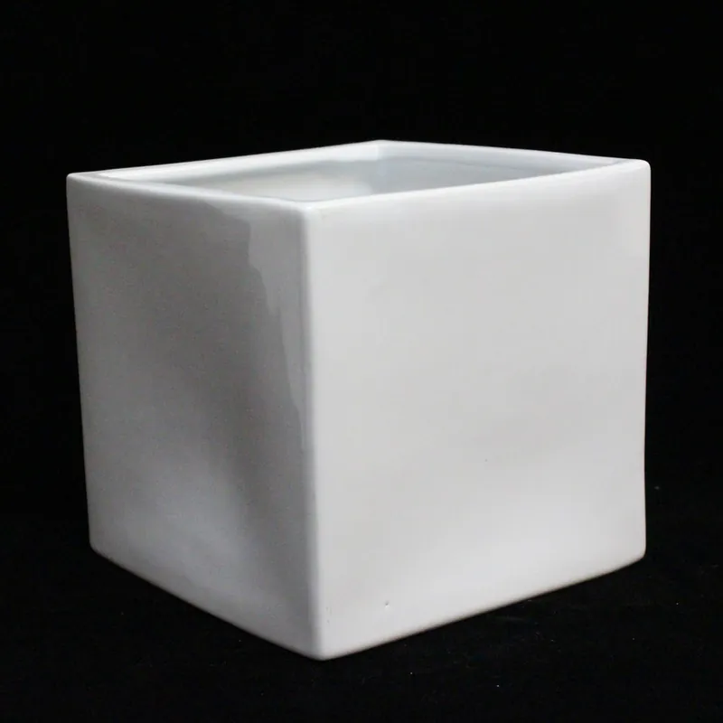 Same Day Shipping Decostar™ Square Ceramic Vase 6 5/8" - 8 Pieces - White
