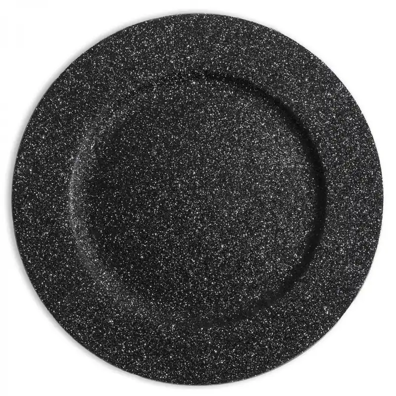 Final Sale Decostar™ Glitter Plastic Charger Plate 13" - 24 Pack - Black