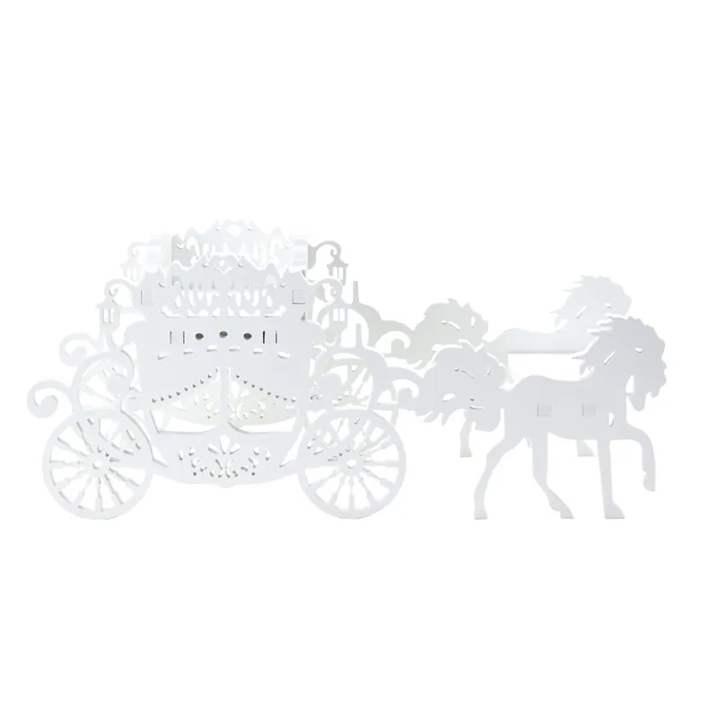Decostar™ Wood Carriage with Horses 27½" - White Clearance