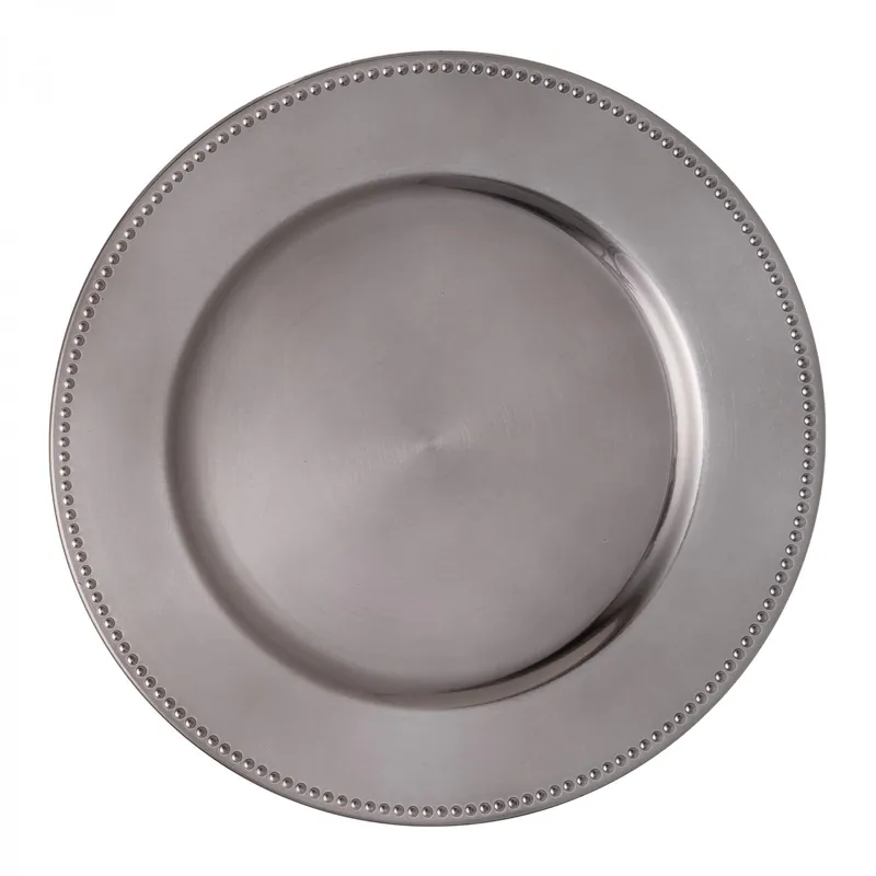 Decostar™ Plastic Charger Plate 13" - Shiny Foil Finish - Charcoal - 24 Pieces Factory Price