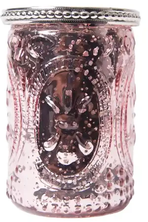 DecoStar™ Glass Candle Holder w/ Metal Trim- 4" - 6 PACK - Pink In Demand