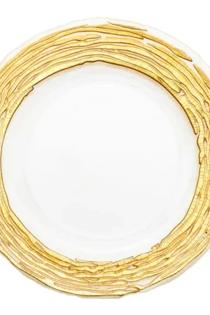 While Supplies Last Decostar™ 13" Glass Charger Plate - 8 Pieces - Gold