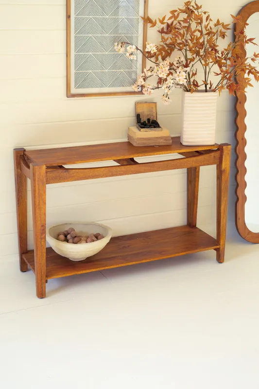 Mango Wood Console Table With Teak Finish By Kalalou Free Returns