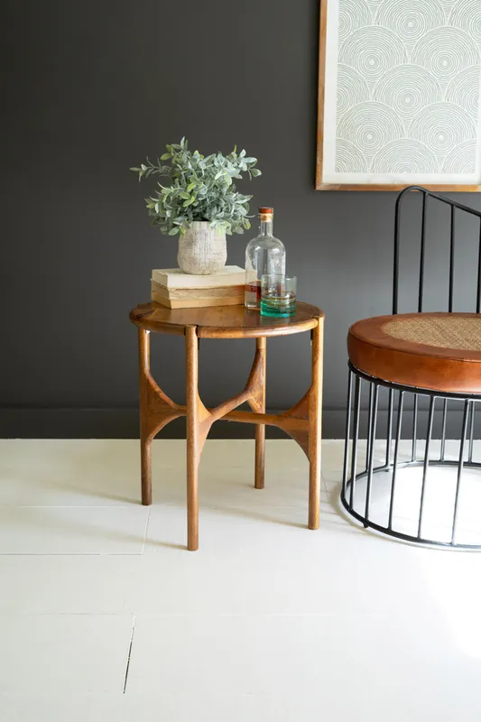 Round Mango Wood Accent Table By Kalalou Trending