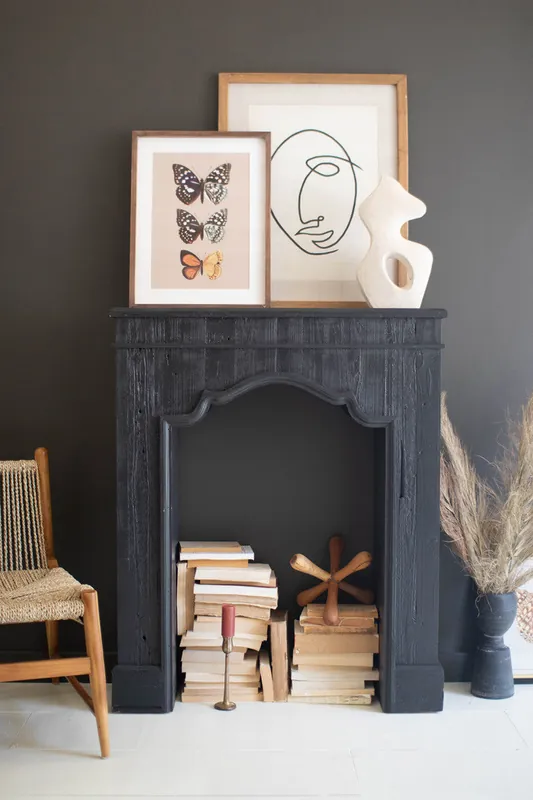 Budget Wooden Mantle - Black By Kalalou