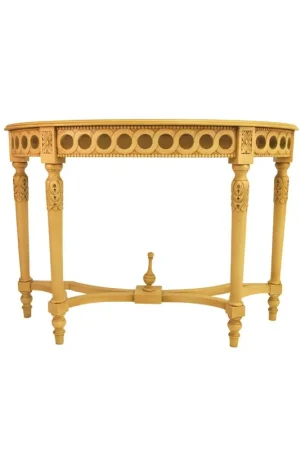 Neoclassical Demilune Console W/ Crackle Finish Table Top By Anderson Shop Now