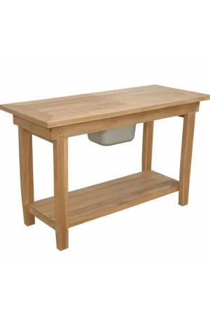 Budget Nautilus Console Table W/ Ss Container By Anderson Teak