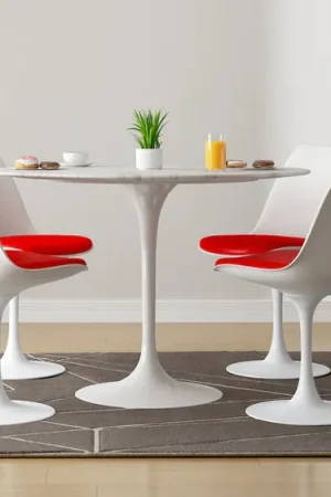 Tulip Marble Dining Table - 42" Round, Black Base By Modholic High Quality