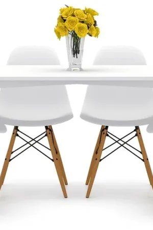 Handmade Vincent White Dining Set Eiffel Chairs By Modholic
